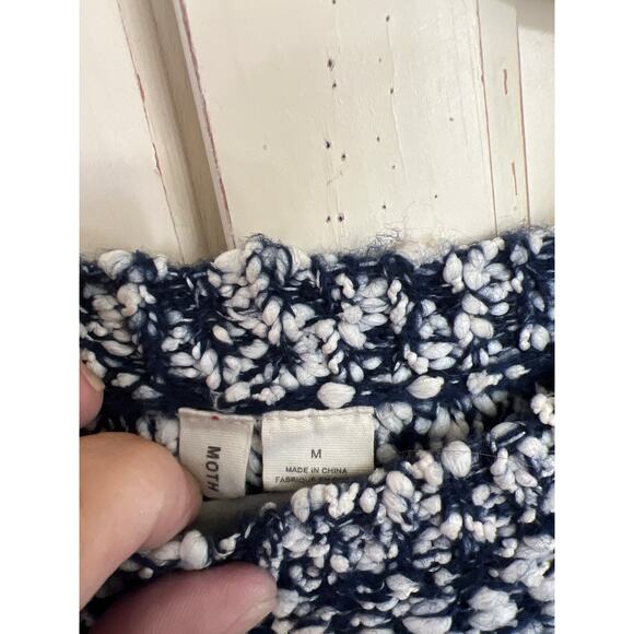 Moth from Anthropologie size medium blue and white chunky knit sweater - Picture 3 of 4